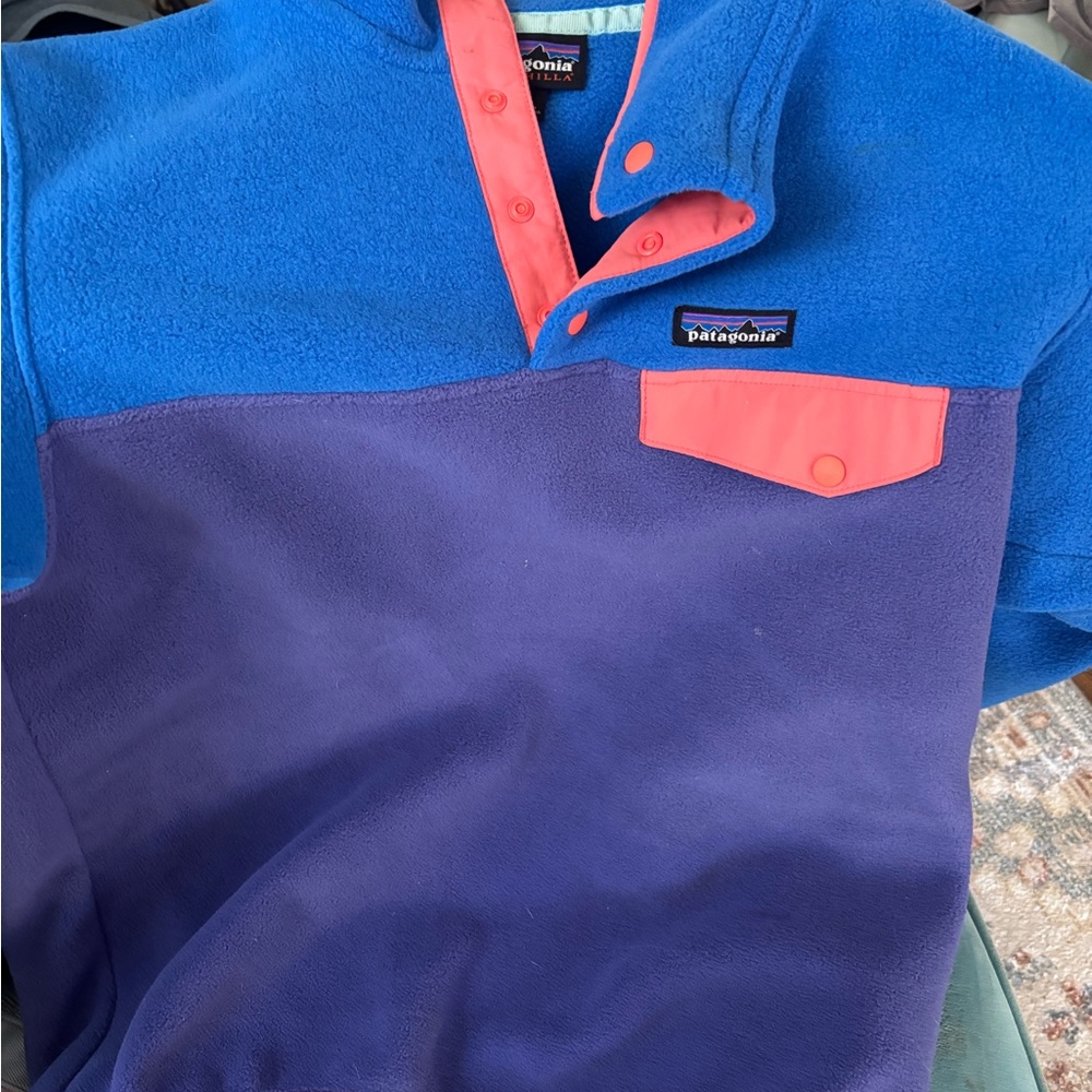 Patagonia Blue and Coral Fleece Jacket